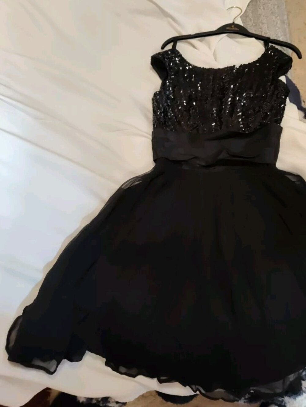 Vintage Party Evening Cocktail Dress Sequins & Organza & Taffeta Union Made